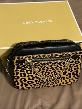 *Sale* Michael Kors Leopard Print Calf Hair Crossbody